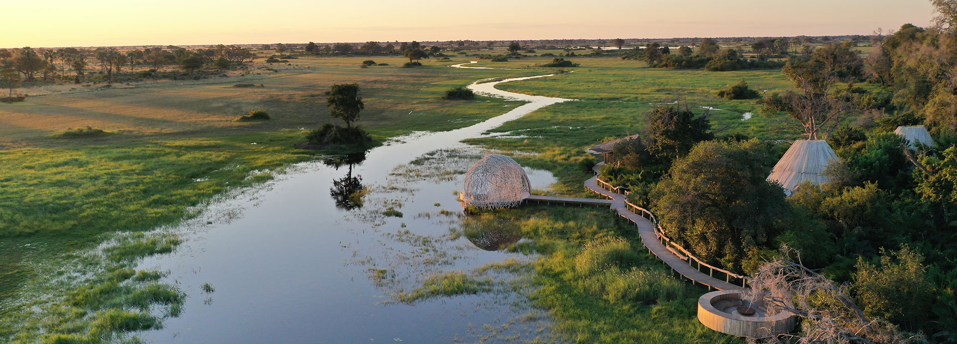 Secluded luxury safari lodge in the African wilderness